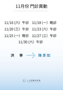 1112-11月份門診異動-文山上明眼科