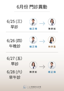 1月份門診異動-文山上明眼科